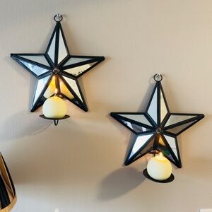 Vintage  pair of mirrored star wall sconces!